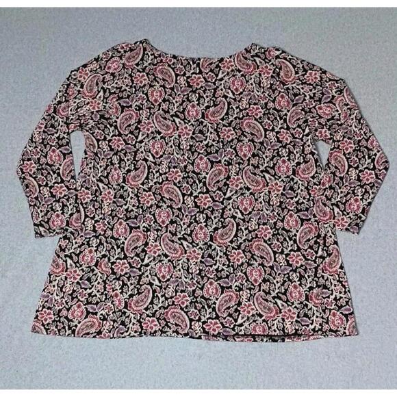 J. Jill Tops - J Jill Wearever Collection Long Sleeve Boat Neck Blouse Womens Size XL Pink And
